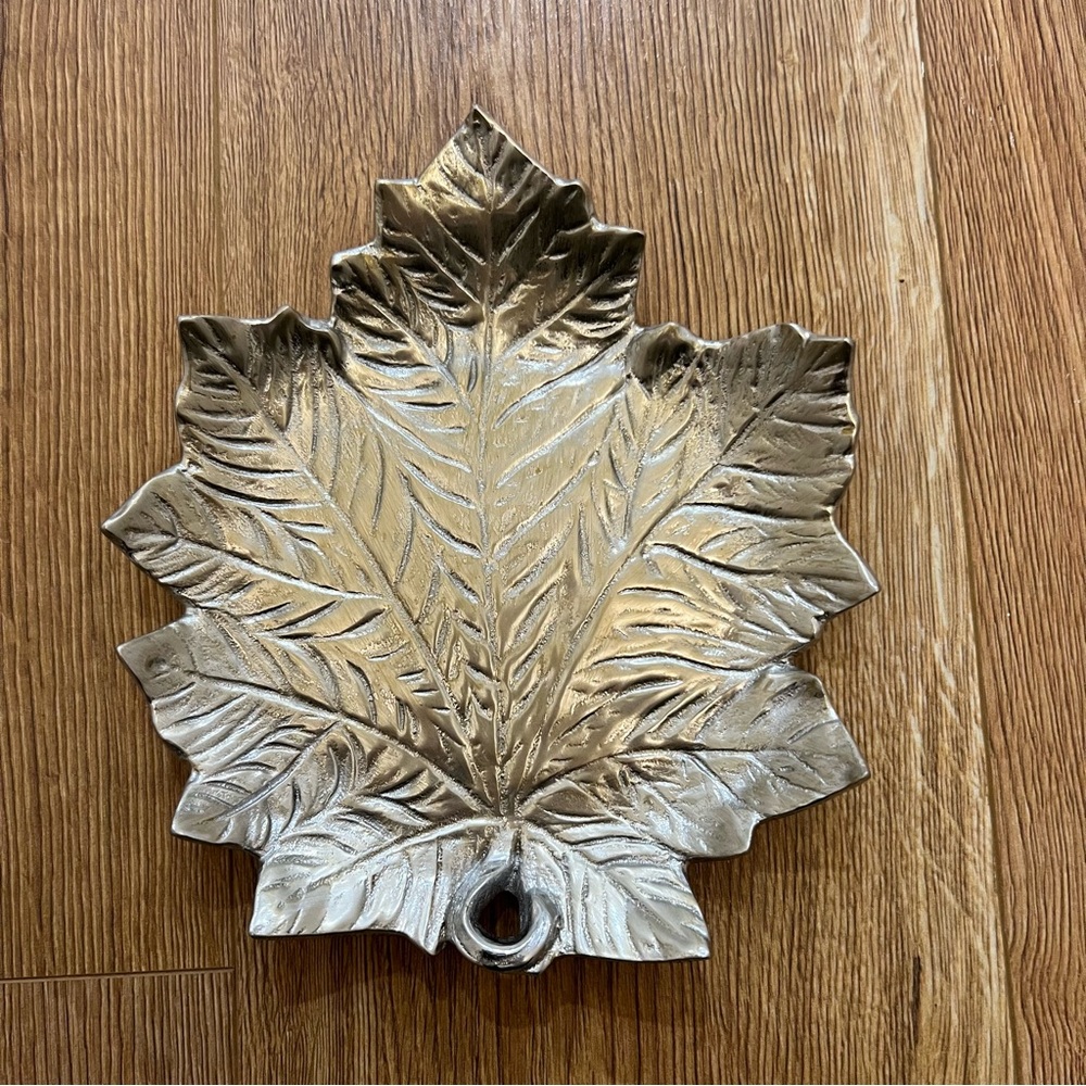 Mariposa Metal Leaf-Shaped Decorative Tray 8”x7.25”